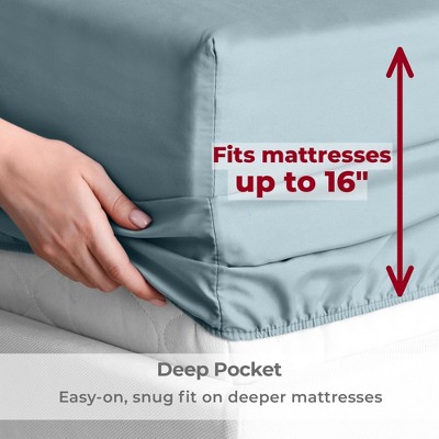 Twin Spa Blue Microfiber Deep Pocket Sheet Set