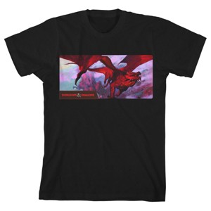 Dungeons & Dragons Red Dragon Flying Youth Black Graphic Tee - 1 of 2