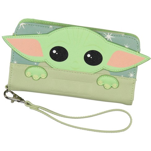 Star Wars Grogu Baby Yoda The Child Snap-Closure Wristlet Wallet w/ Wrist  Strap Green