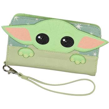 Star Wars Grogu Baby Yoda The Child Snap-Closure Wristlet Wallet w/ Wrist Strap Green