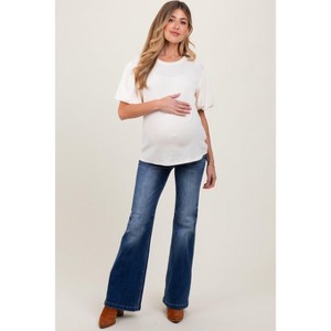 Pinkblush Navy Blue Washed Maternity Flare Jeans - 1 of 4