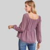 Anna-Kaci Women's Swiss Dot Long Sleeve Blouse with Ruched Front and Peplum Hem - 4 of 4