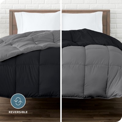 Queen Black and Gray Reversible Down Alternative Comforter