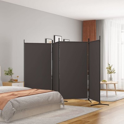 VidaXL 4-Panel Room Divider Brown 136.2 in.x70.9 in. Fabric