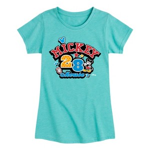 Girls' - Disney - Mickey Mouse Pattern Collage Fitted Short Sleeve Graphic T-Shirt - 1 of 4