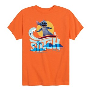 Boys' - Lilo And Stitch - Stitch Surfing Short Sleeve Graphic T-Shirt - 1 of 3