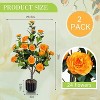DOMETOUR 2 Pcs Artificial Camellia Tree, 36"Faux Camellia Plant in Pot with Orange Flowers for Indoor Outdoor Office Home Porch Decor, Orange - 4 of 4