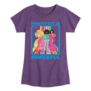 Girls' - Barbie - Positivity Is Powerful Fitted Short Sleeve Graphic T-Shirt - 1 of 4