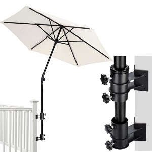 corner patio umbrella Yescom 7.5FT Patio Umbrella Deck Mount Kit with Side Corner Holder Space  Saving for Outdoor Rail Balcony Porch Shade Red