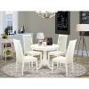 Kitchen Table Set 5 Piece Round Dining Table & 4 Chairs Linen White Modern Bistro Set - 2 of 4