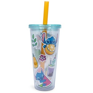 Silver Buffalo Disney Lilo & Stitch Boba Tea Carnival Cup with Lid and Straw | Holds 24 Ounces - 1 of 4