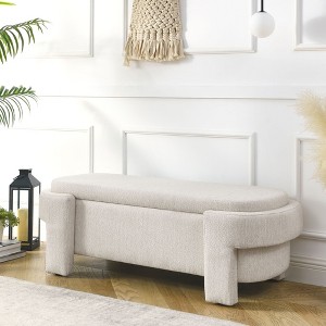 PAGED Large Storage Bench Linen Fabric Upholstered Entryway Bench with High Density Foam Seat for Family Room, Entryway - 1 of 4