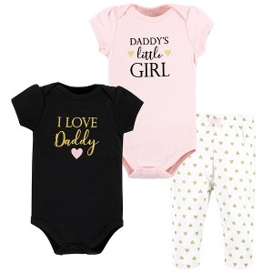 Hudson Baby Infant Girl Cotton Bodysuit and Pant Set, Girl Daddy - 1 of 4