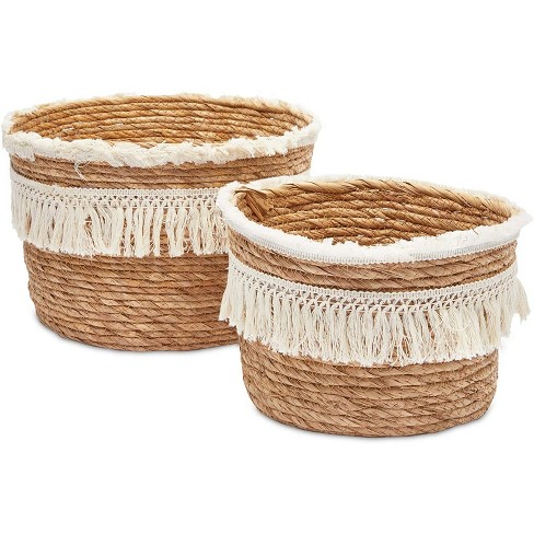 Set Of 5 Brown Woven Storage Nesting Baskets For Closet