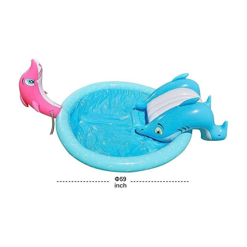 Syncfun 60” Inflatable Sprinkler Kiddie Pool with Slide, Sprinkler Pool Play Center Toy for Kids Toddlers Seasonal Merriment Activity, 5 of 6