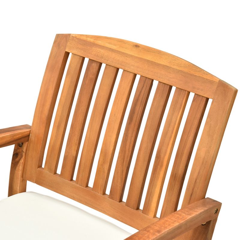 Outsunny Outdoor Rocking Chair with Cushion, Acacia Wood Patio Rocker for Backyard, Patio, Home, Teak Tone, 5 of 7