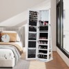 Tangkula 360 degree Swivel Jewelry Cabinet w/Full Length Mirror Back Shelves Lights for Bedroom - 2 of 4
