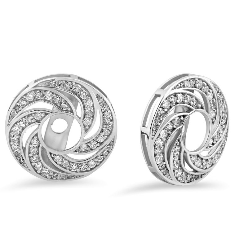 Pompeii3 Women's 1/2ct Diamond Earring Halo Jackets Solid 14k White Gold (up to 4mm), 2 of 4