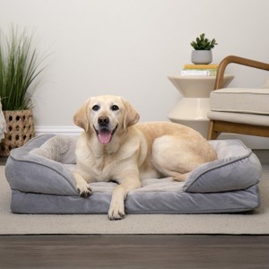 FurHaven Velvet Waves Perfect Comfort Cooling Gel Top Memory Foam Sofa Dog Bed - 1 of 4