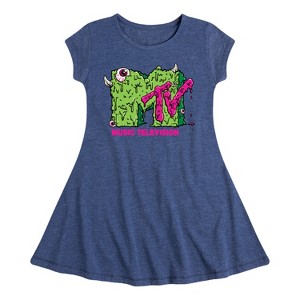 Girls' - MTV - Slime Logo Fit & Flair Cap Sleeve Dress - 1 of 2