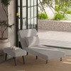 Linen 3-in-1 Foldable Chaise Lounge with Adjustable Backrest, Footrest & Detachable Pillow, Convertible Chair Bed for Small Spaces - 2 of 4