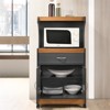 Microwave Kitchen Cart in Gray Oak - Hodedah - 3 of 4