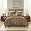6 Pcs Traditional Jacquard Leaf Print Comforter Set, All Season Elegant Home Textile for Lux Bedroom Decor - 3 of 4