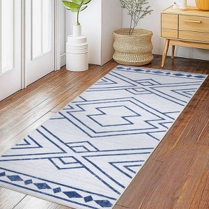 Modern Washable Geometric Area Rug Low Pile Non Slip Floor Carpet Non Shedding Stain Resistant Decorative Mat - 1 of 4