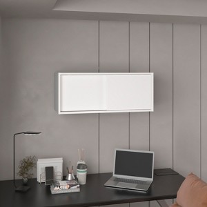 Note 32"W x 13" H Wall Cabinet with Sliding Doors , Wall Shelf, Storage Cabinet, Bedroom, Office, Living Room, Garage - 1 of 4