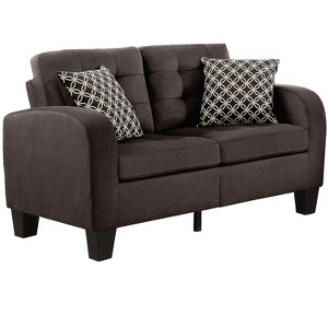 NicBex 56.75 Inch Tufted Detail Loveseat Sofa,2-Seater Sofa with 2 Pillows for Living Room,Small Space,Office,Apartment,Brown - 1 of 4