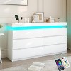 Vipbear 6-Drawer Dresser with Sliding Desktop & Power Outlet - Black Storage Cabinet with LED Lights - 3 of 4
