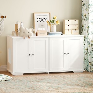 Famapy 4-Door Cat Cabinet with Dual Pet Entrances,Ventilated and Breathablem,Hidden Design,Stylish Pet Furniture with Top Display Area - 1 of 4