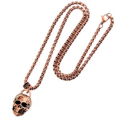 Crucible Men's Large 25mm Skull Stainless Steel Necklace - 24"
