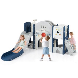 Safstar 10 in 1 Toddler Slide Set w/Magnetic Whiteboard, Telescope Ring Toss for Ages 3+ - 1 of 4