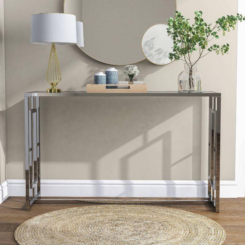 Stagge Glam Rectangle Sofa Table Chrome - HOMES: Inside + Out, 4 of 9