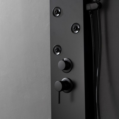 Matte Black Metal 4-Jet Rainfall Shower Panel System