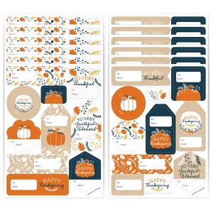Big Dot of Happiness Happy Thanksgiving - Assorted Fall Harvest Party Gift Tag Labels - To and From Stickers - 12 Sheets - 120 Stickers - 1 of 4