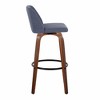 30" Mid-Century Modern 360¡ã Swivel Bar Stools with Bent Wood Legs, Padded Seat, and Round Footrest (Set of 2) for Kitchen - 3 of 4
