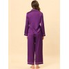 cheibear Women's Satin Button Down Lounge Tops and Pants Sleepwear Pajama Set - 3 of 4