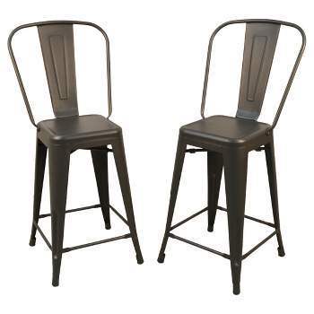 Set of 2 24" Sadie Counter Height Barstool Rustic Pewter - Carolina Chair and Table