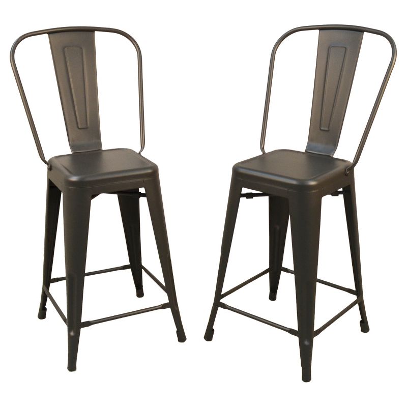 Set of 2 24&#34; Sadie Counter Height Barstool Rustic Pewter - Carolina Chair and Table, 1 of 5