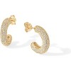 14K Gold Plated 925 Sterling Silver Post Cubic Zirconia Chunky Hoop Earrings - Thick Lightweight Gold Earrings for Women - Fully Studded Hoop - 3 of 4