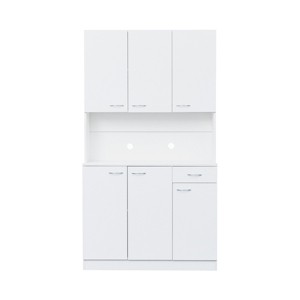 TopComfy Decorative Storage Cabinets Wardrobe Kitchen Cabinet With 6 Doors 1 Open Shelves And 1 Drawer For Bedroom, White, 39.37"*15.35"*70.87" - 1 of 4