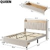 Full/Queen Size Upholstered Bed Frame with Storage Headboard, Drawer, Charging Station, Linen Platform, No Box Spring Needed - 3 of 4