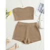 Women's 2 Piece Outfit Ribbed Crop Bandeau Tube Top and Biker Track Shorts Sets - 4 of 4