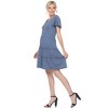 Women's Short Sleeve V-neck and Ruffle Sleeve Tiered Dress - White Mark - 3 of 4