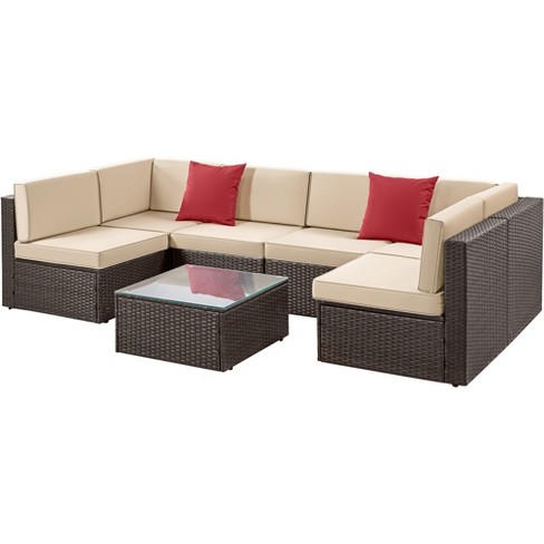 Yaheetech 7 Pieces Rattan Patio Furniture Set With Cushions Brown : Target