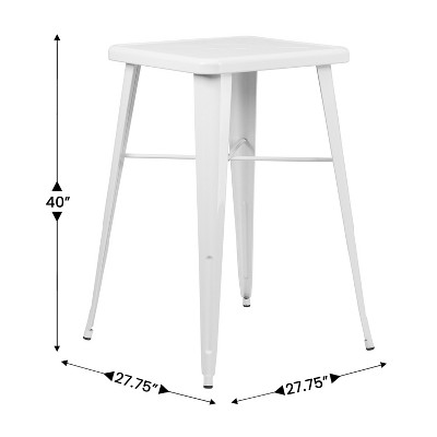White Steel Square Bar Height Table for Indoor-Outdoor Use