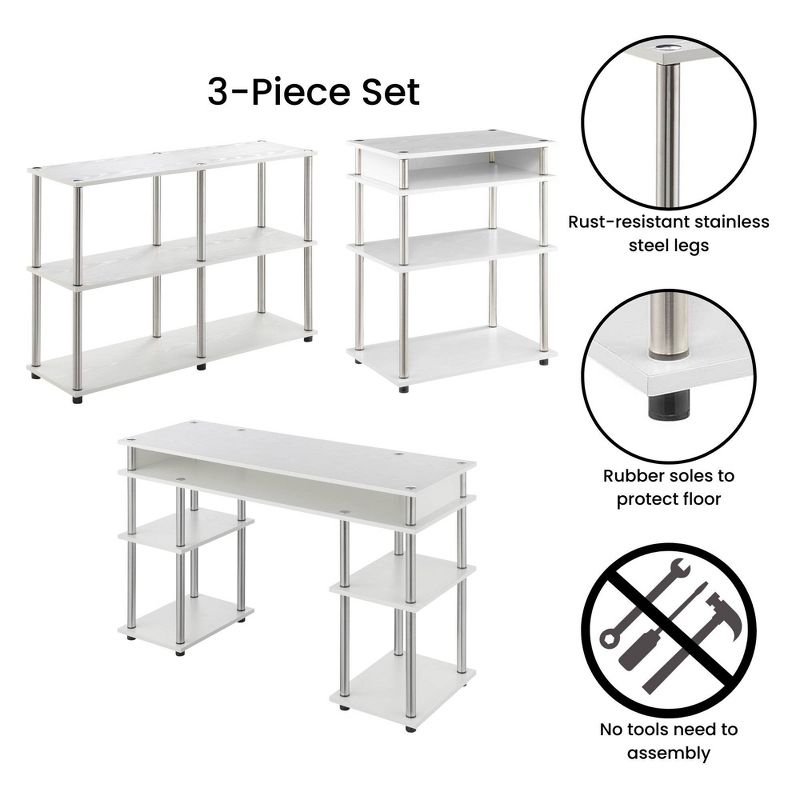 Breighton Home Designs2Go No Tools Desk Printer Stand and Console Table Set White, 4 of 7
