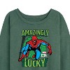 Women's - Marvel - Spider-man St. Patrick's Day Amazingly Lucky Lightweight French Terry Wide Neck Long Sleeve Shirt - 2 of 4